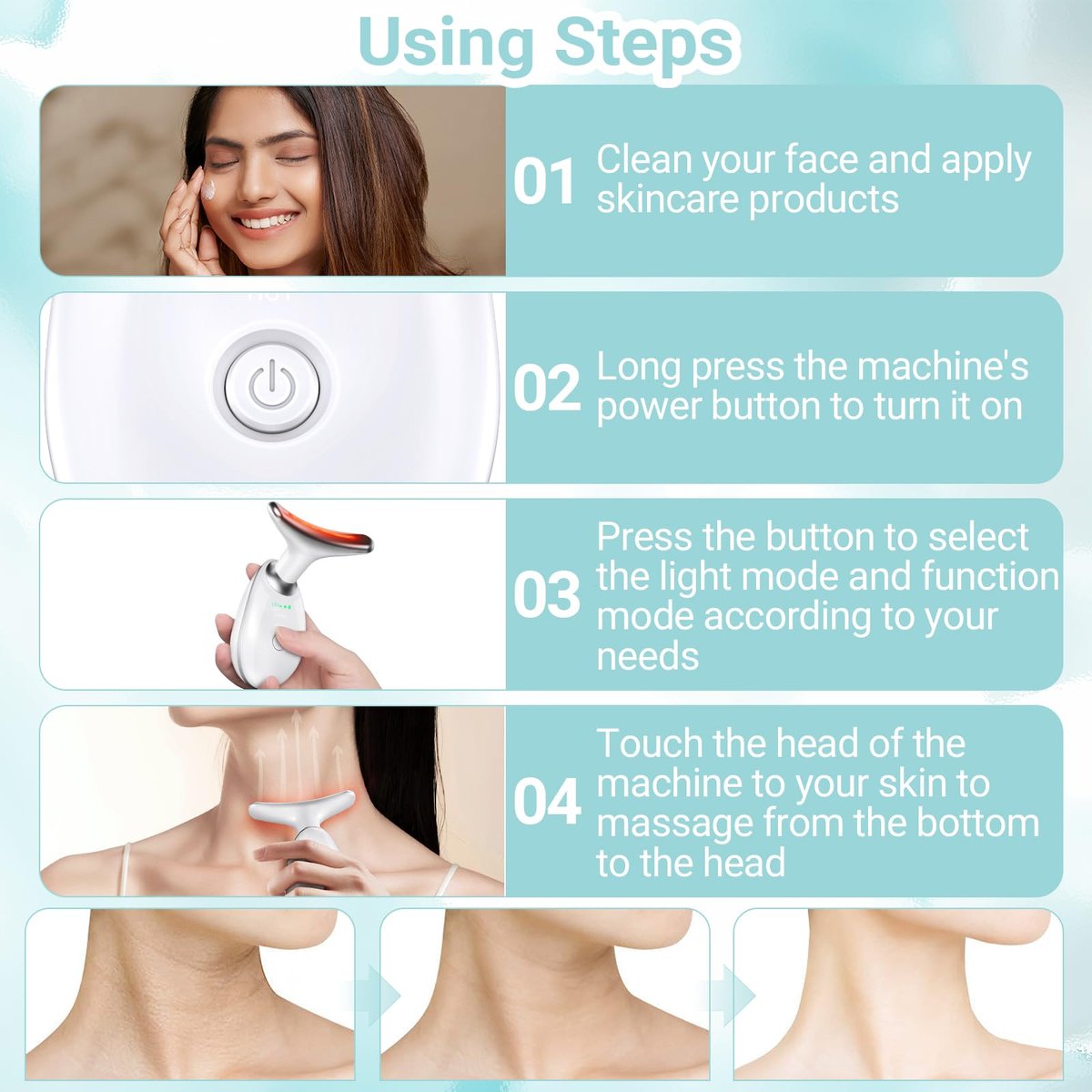 Oriflame Neck and Face Massager - White Face Roller for Sculpting, Firming & Smoothing Skin with 3 Modes Avelisse