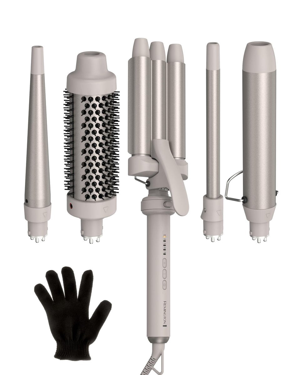 Remington 5-in-1 Curling Wand Set – Interchangeable Ceramic Curling Iron for Beach Waves, Loose & Tight Curls, Multi Styler Hair Tool, Fast Heat, Salon Results at Home Avelisse
