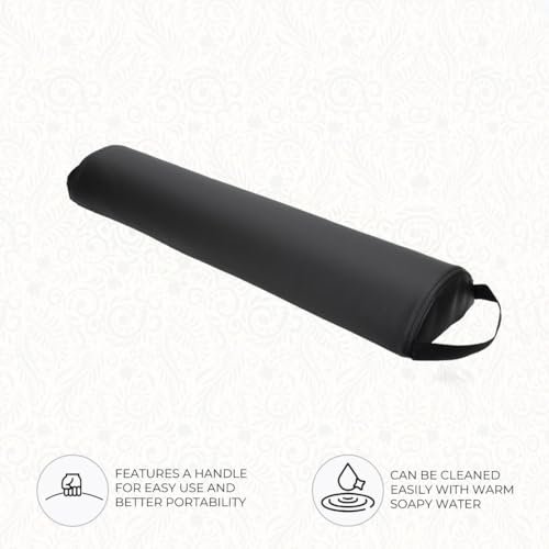 ForPro Premium Half-Round Bolster Pillow for Massage and Yoga - Oil and Stain-Resistant, 6"W x 3"H x 26"L, Black Avelisse