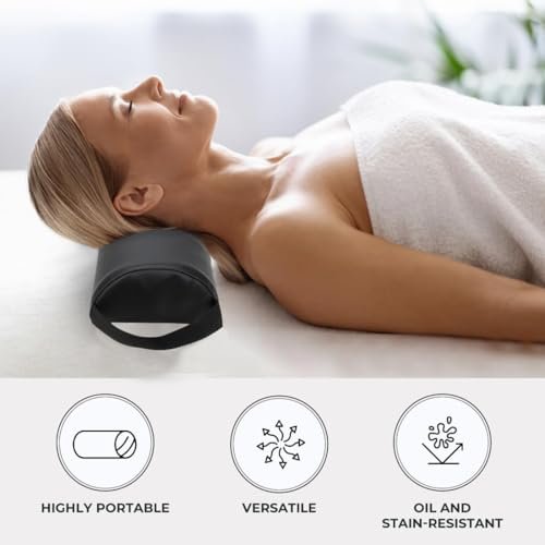 ForPro Premium Half-Round Bolster Pillow for Massage and Yoga - Oil and Stain-Resistant, 6"W x 3"H x 26"L, Black Avelisse