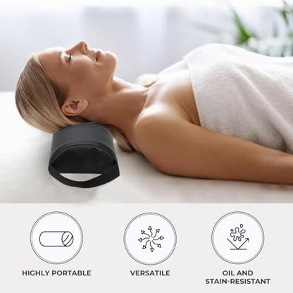 ForPro Premium Half-Round Bolster Pillow for Massage and Yoga - Oil and Stain-Resistant, 6"W x 3"H x 26"L, Black Avelisse