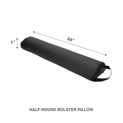 ForPro Premium Half-Round Bolster Pillow for Massage and Yoga - Oil and Stain-Resistant, 6"W x 3"H x 26"L, Black Avelisse