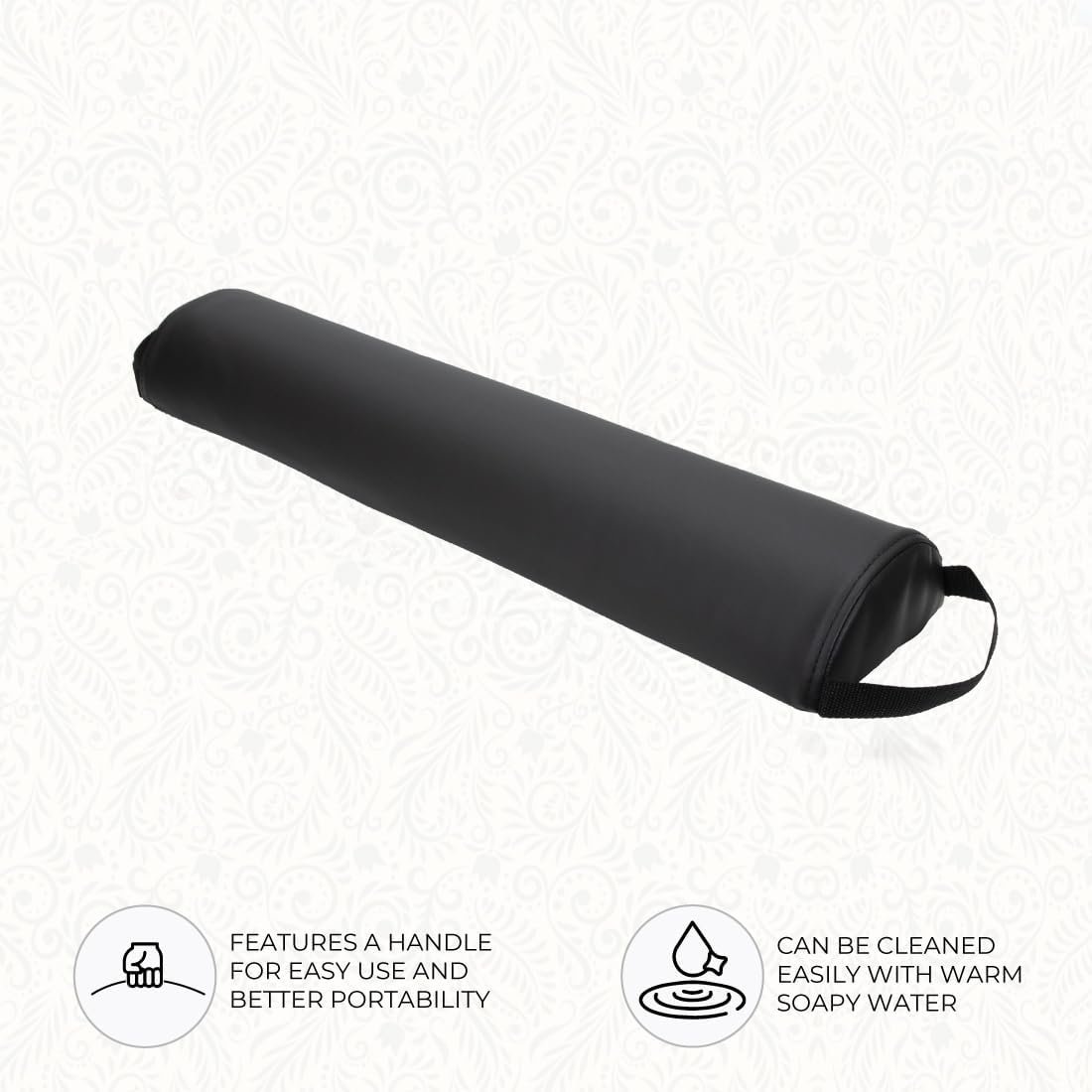 ForPro Premium Half-Round Bolster Pillow for Massage and Yoga - Oil and Stain-Resistant, 6"W x 3"H x 26"L, Black Avelisse