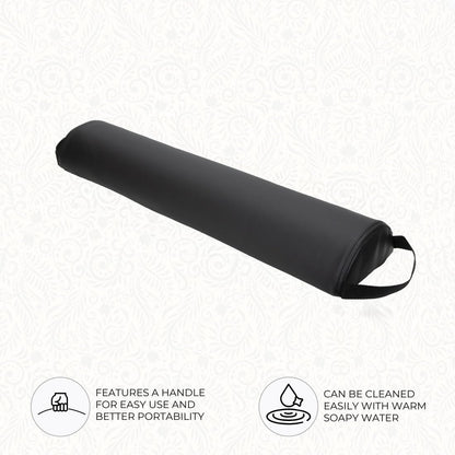 ForPro Premium Half-Round Bolster Pillow for Massage and Yoga - Oil and Stain-Resistant, 6"W x 3"H x 26"L, Black Avelisse