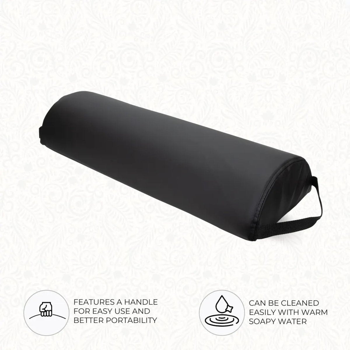 ForPro Premium Jumbo Half-Round Bolster Pillow – Black, 9”W x 4.5”H x 26”L, Oil & Stain-Resistant for Massage & Yoga Avelisse