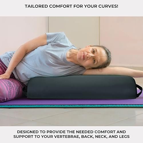 ForPro Premium Jumbo Half-Round Bolster Pillow – Black, 9”W x 4.5”H x 26”L, Oil & Stain-Resistant for Massage & Yoga Avelisse