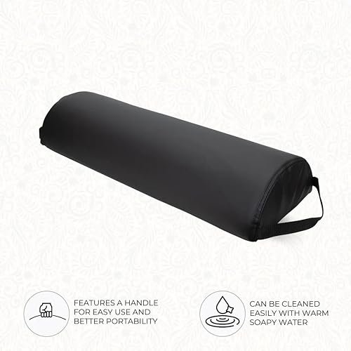ForPro Premium Jumbo Half-Round Bolster Pillow – Black, 9”W x 4.5”H x 26”L, Oil & Stain-Resistant for Massage & Yoga Avelisse