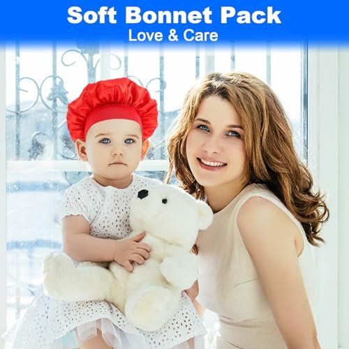 3 Pcs Satin Kid Bonnets for Curly Hair - Silk Sleeping Hat for Boys & Girls - Elastic Wide Band Bonnet Sleep Cap for Children Natural Long Short Hair Overnight - görsel 12