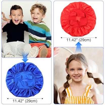 3 Pcs Satin Kid Bonnets for Curly Hair - Silk Sleeping Hat for Boys & Girls - Elastic Wide Band Bonnet Sleep Cap for Children Natural Long Short Hair Overnight