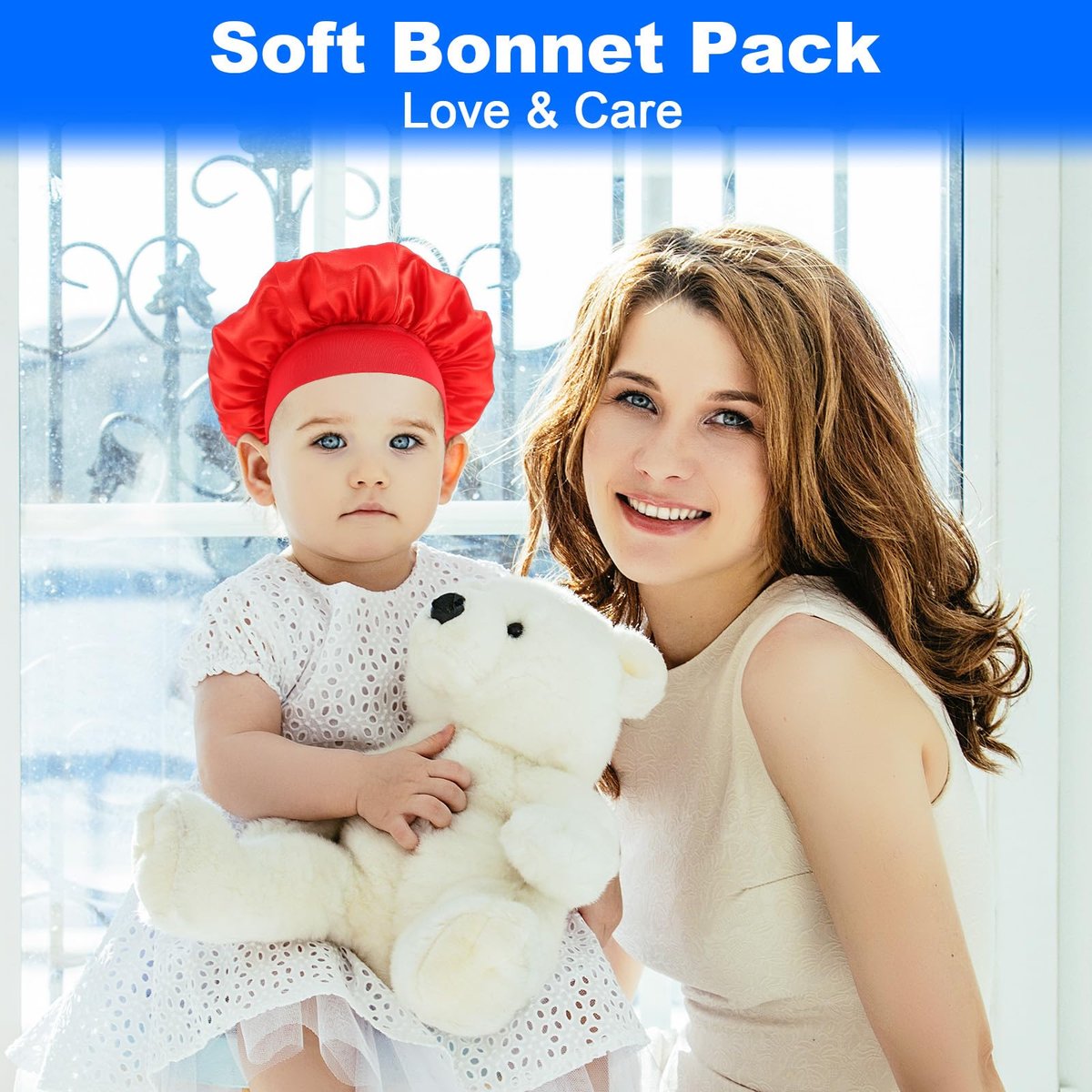 3 Pcs Satin Kid Bonnets for Curly Hair - Silk Sleeping Hat for Boys & Girls - Elastic Wide Band Bonnet Sleep Cap for Children Natural Long Short Hair Overnight - görsel 11