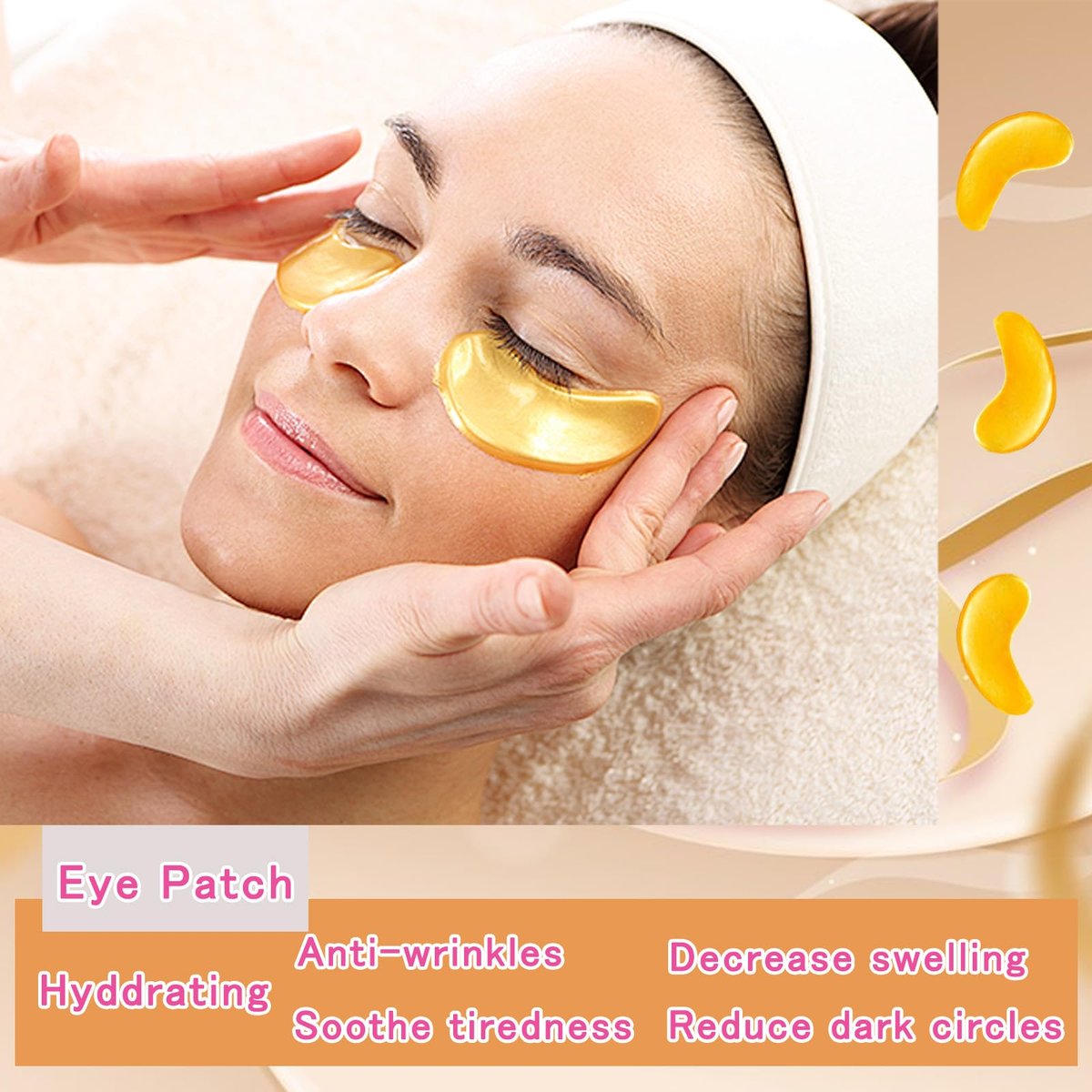 40 Pairs Eye Mask & Lip Mask - 24K Gold Gel Crystal Collagen Under Eye Patches for Dark Circles, Bachelorette Party Favors, Galentines Day Gifts, Bulk Bridesmaid Gifts - görsel 7