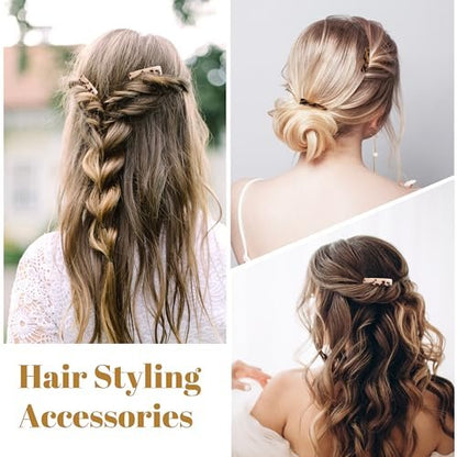 Vintage French Side Comb Set for Bun Chignon Up-Do - 4 Pcs, 2 Colors, Cellulose Acetate Hair Combs for Women