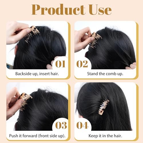 Vintage French Side Comb Set for Bun Chignon Up-Do - 4 Pcs, 2 Colors, Cellulose Acetate Hair Combs for Women - görsel 10