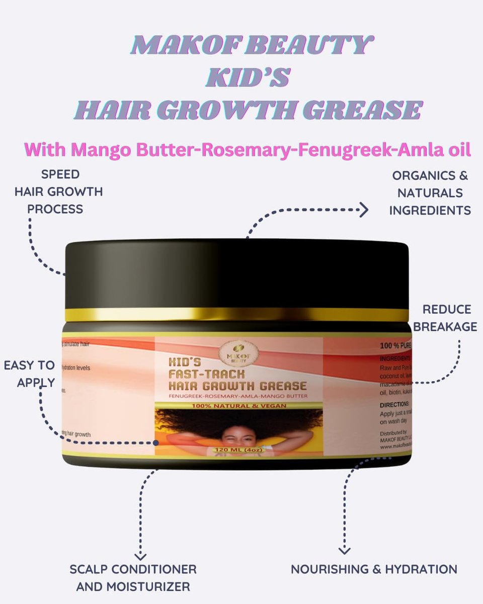 Kid's Hair Growth Grease with Raw Organic Batana Extract, Rosemary, Fenugreek, Amla Oil & Mango Butter – 120 ml Avelisse