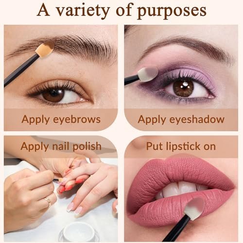 300-Pack Disposable Eyeshadow Applicator Sticks - Beige Sponge Tip Makeup Applicators for Precise Eye Shadow Application - görsel 8