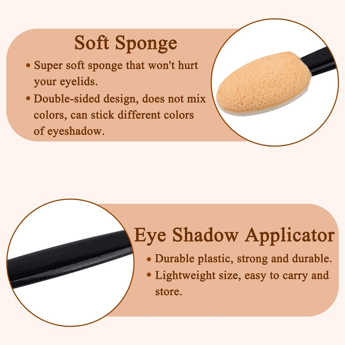 300-Pack Disposable Eyeshadow Applicator Sticks - Beige Sponge Tip Makeup Applicators for Precise Eye Shadow Application - görsel 5