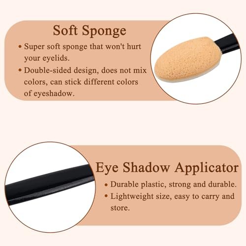 300-Pack Disposable Eyeshadow Applicator Sticks - Beige Sponge Tip Makeup Applicators for Precise Eye Shadow Application - görsel 6