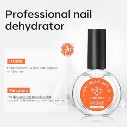 Modelones Nail Dehydrator 30ml – Acid-Free Nail Prep for Gel Polish, Acrylic Nails & Press-Ons