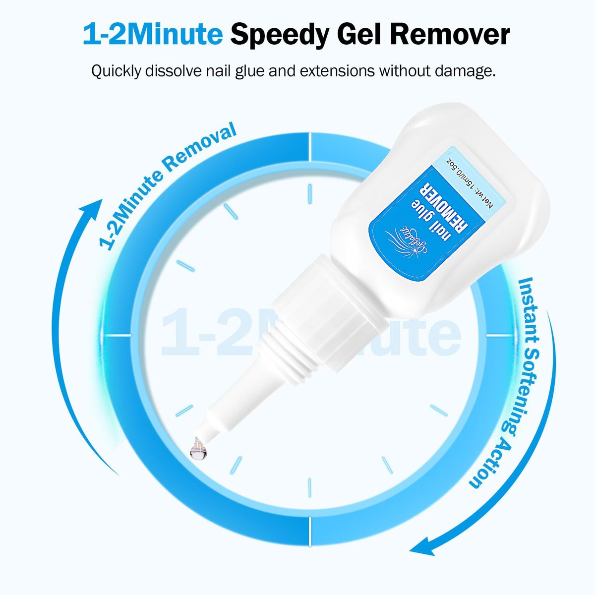 GELLAKTIK Quick Drying Super Strong Nail Glue Gel 15g + Nail Glue Remover 15ml - No UV Lamp Needed, Long Lasting Over 30 Days, Dropper-Type Remover for Press On Nails Avelisse