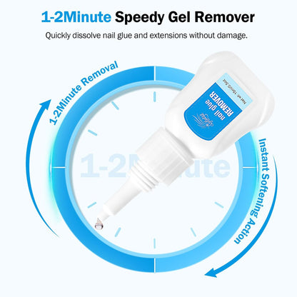 GELLAKTIK Quick Drying Super Strong Nail Glue Gel 15g + Nail Glue Remover 15ml - No UV Lamp Needed, Long Lasting Over 30 Days, Dropper-Type Remover for Press On Nails Avelisse