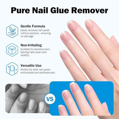 GELLAKTIK Quick Drying Super Strong Nail Glue Gel 15g + Nail Glue Remover 15ml - No UV Lamp Needed, Long Lasting Over 30 Days, Dropper-Type Remover for Press On Nails Avelisse