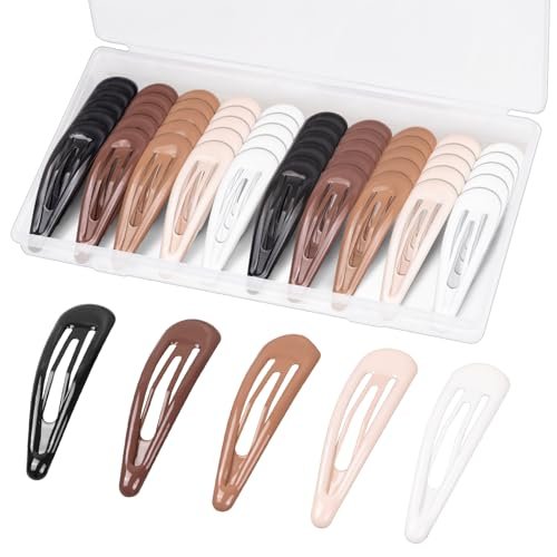 Gingbiss 50Pcs Snap Hair Clips for Women - 1.88 Inch Silicone Coating Metal Hair Barrettes with Storage Case, No Slip Hair Accessories for Girls, 5 Assorted Colors - görsel 2