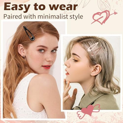 Gingbiss 50Pcs Snap Hair Clips for Women - 1.88 Inch Silicone Coating Metal Hair Barrettes with Storage Case, No Slip Hair Accessories for Girls, 5 Assorted Colors