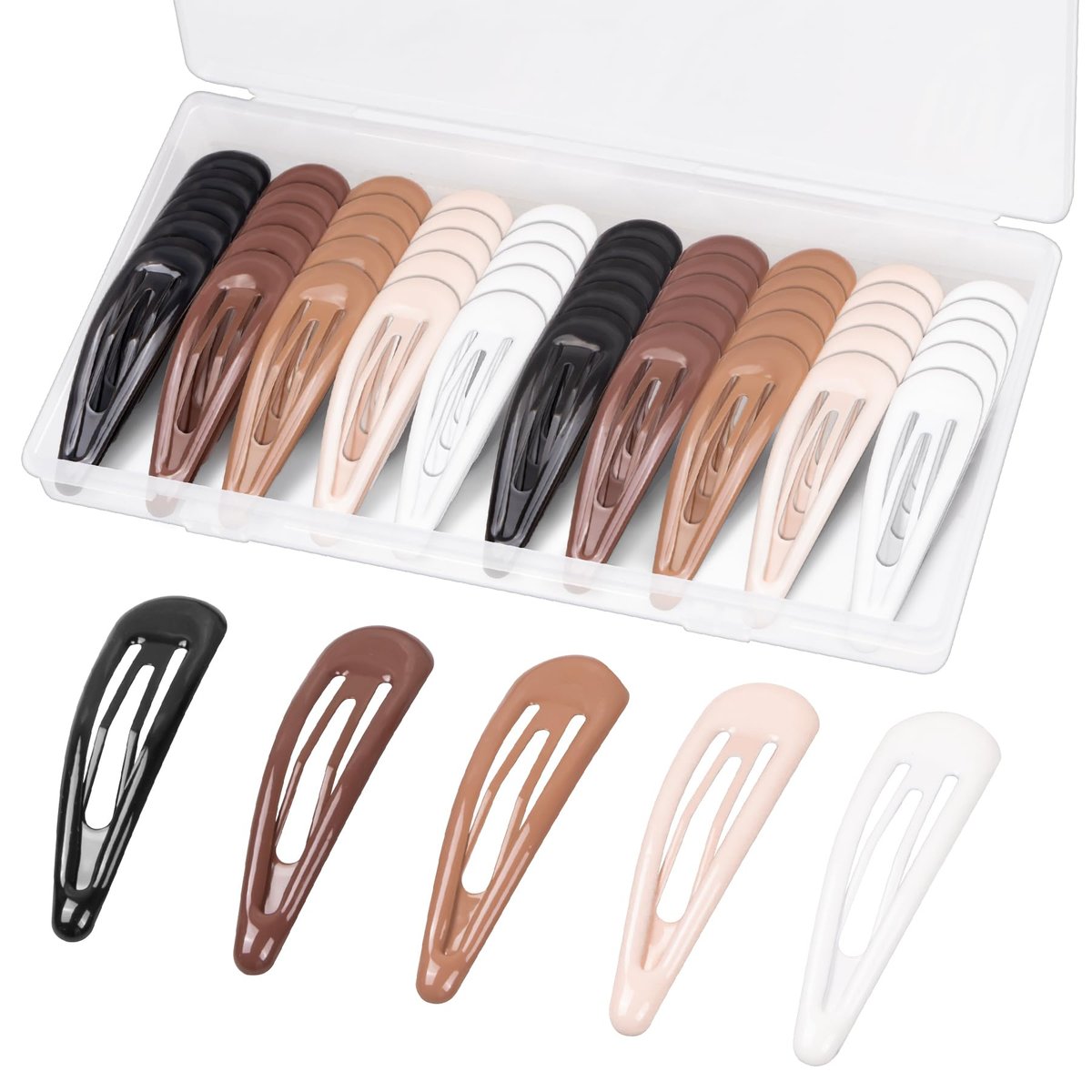 Gingbiss 50Pcs Snap Hair Clips for Women - 1.88 Inch Silicone Coating Metal Hair Barrettes with Storage Case, No Slip Hair Accessories for Girls, 5 Assorted Colors - görsel 1