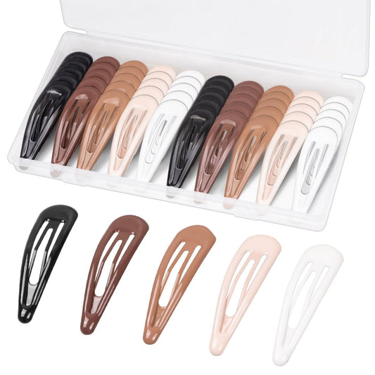 Gingbiss 50Pcs Snap Hair Clips for Women - 1.88 Inch Silicone Coating Metal Hair Barrettes with Storage Case, No Slip Hair Accessories for Girls, 5 Assorted Colors