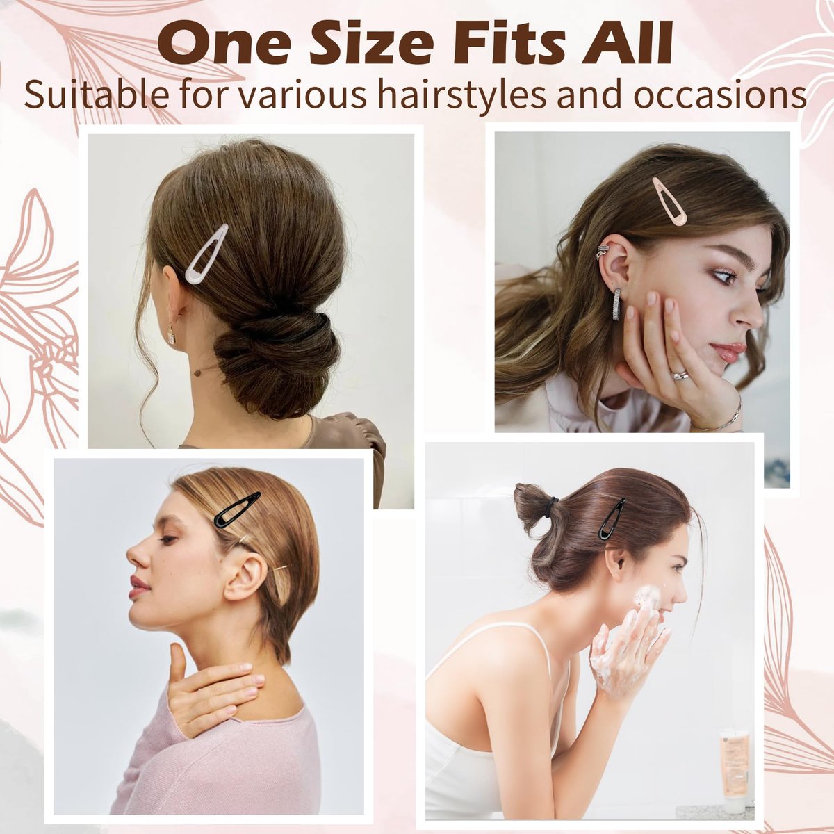 Gingbiss 50Pcs Snap Hair Clips for Women - 1.88 Inch Silicone Coating Metal Hair Barrettes with Storage Case, No Slip Hair Accessories for Girls, 5 Assorted Colors - görsel 13