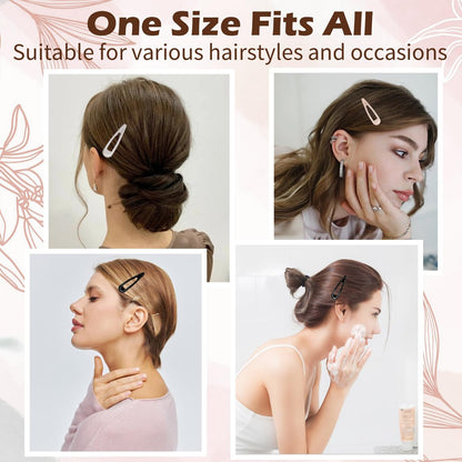 Gingbiss 50Pcs Snap Hair Clips for Women - 1.88 Inch Silicone Coating Metal Hair Barrettes with Storage Case, No Slip Hair Accessories for Girls, 5 Assorted Colors