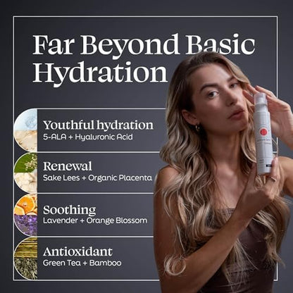 Kiyomi Skin Face Mist Moisturizer – Calming Facial Hydrating Spray with 5-ALA, Hyaluronic Acid, Green Tea & Lavender – Fast-Absorbing Antioxidant Moisture for All Skin Types – 3.3 Fl Oz