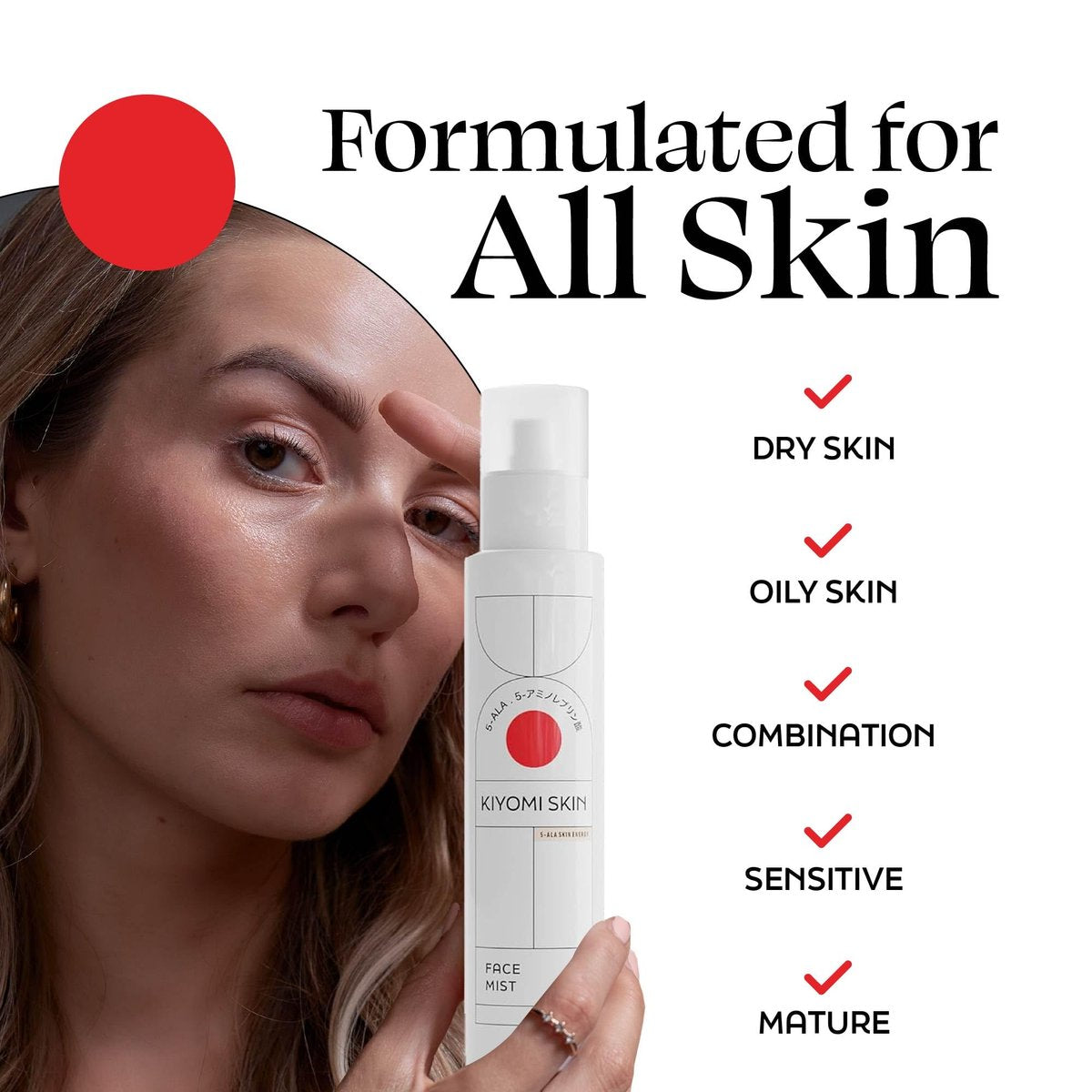 Kiyomi Skin Face Mist Moisturizer – Calming Facial Hydrating Spray with 5-ALA, Hyaluronic Acid, Green Tea & Lavender – Fast-Absorbing Antioxidant Moisture for All Skin Types – 3.3 Fl Oz - görsel 9