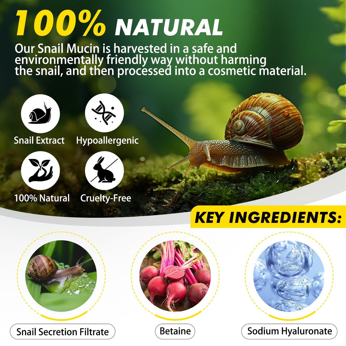 Snail Mucin 92% Repair Serum Cream - Hydrating Face Moisturizer for Dry & Sensitive Skin, Anti-Aging Firming & Wrinkle Reduction, Daily Repair Cream for All Skin Types (3.52 oz) - görsel 5