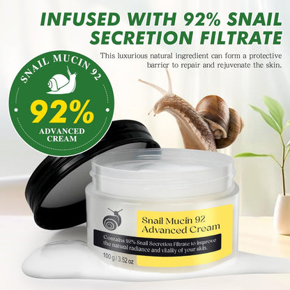Snail Mucin 92% Repair Serum Cream - Hydrating Face Moisturizer for Dry & Sensitive Skin, Anti-Aging Firming & Wrinkle Reduction, Daily Repair Cream for All Skin Types (3.52 oz)
