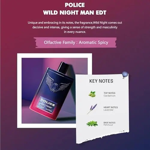 Police Contemporary Wild Night For Man Eau de Toilette 100 ml Spray - Bold & Intense Fragrance Avelisse