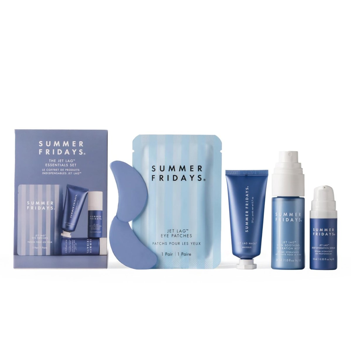 Summer Fridays Jet Lag™ Essentials Mini Hydrating Skin Care Set - Travel Size Skincare Kit & Gift Set (4 Count) Avelisse