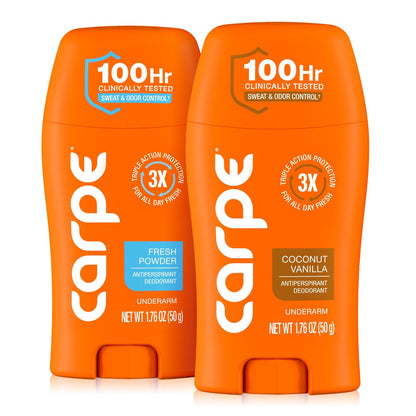Carpe Women's Clinical Strength Antiperspirant Deodorant Variety Pack – 100 Hour Sweat & Odor Control, Coconut Vanilla & Fresh Powder, 2-Pack Avelisse