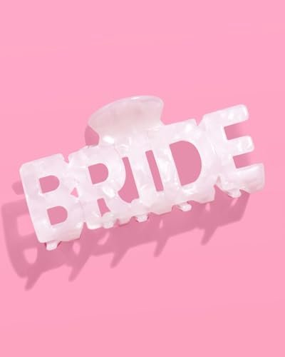 xo, Fetti Bride Claw Clip - White Marble Acrylic Bridal Hair Accessory, Bachelorette Party Favor, Bride To Be Gift Avelisse