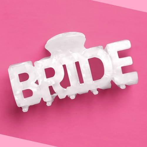 xo, Fetti Bride Claw Clip - White Marble Acrylic Bridal Hair Accessory, Bachelorette Party Favor, Bride To Be Gift Avelisse