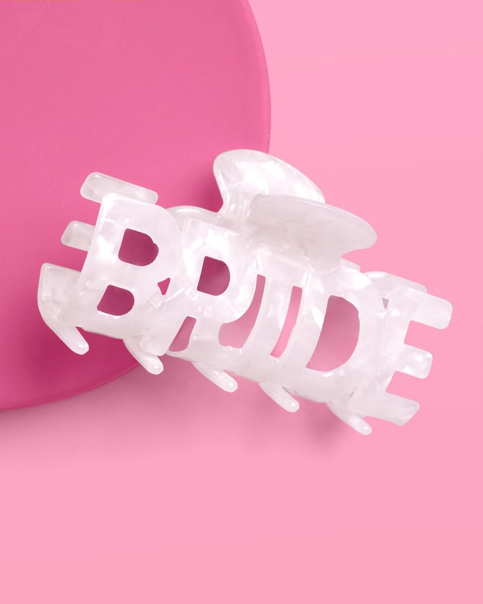 xo, Fetti Bride Claw Clip - White Marble Acrylic Bridal Hair Accessory, Bachelorette Party Favor, Bride To Be Gift Avelisse