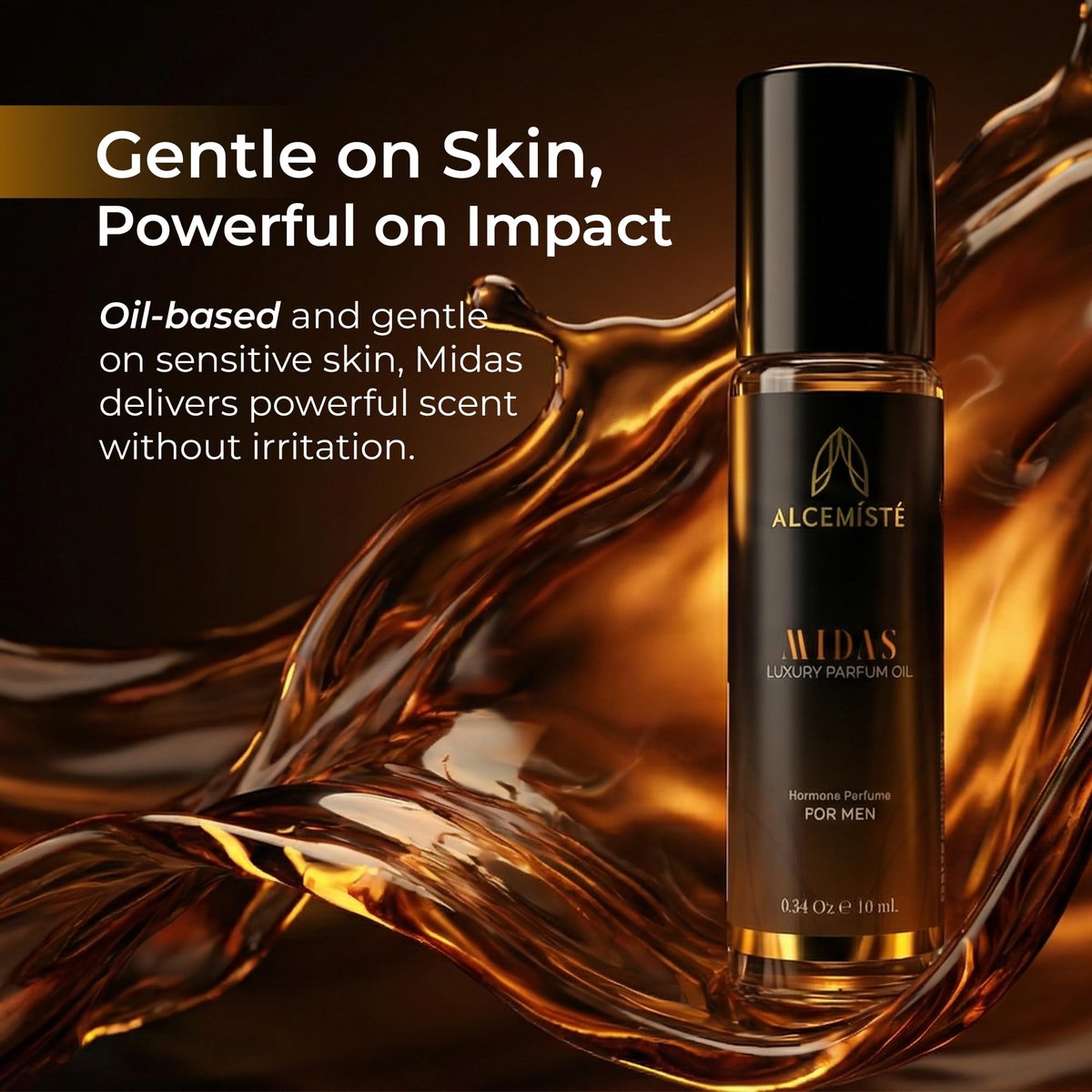 ALCEMÍSTÉ Concentrated Pheromone Cologne for Men - Oil Based Rollerball, 0.34 oz - Long-Lasting Amber, Wood & Musk Scent Avelisse