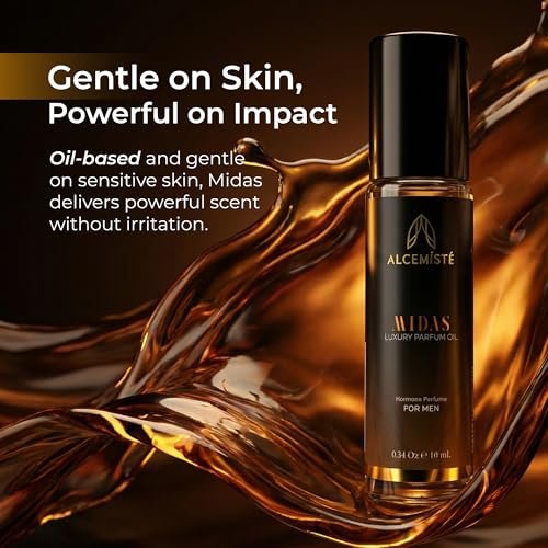 ALCEMÍSTÉ Concentrated Pheromone Cologne for Men - Oil Based Rollerball, 0.34 oz - Long-Lasting Amber, Wood & Musk Scent Avelisse