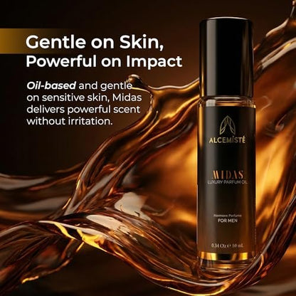ALCEMÍSTÉ Concentrated Pheromone Cologne for Men - Oil Based Rollerball, 0.34 oz - Long-Lasting Amber, Wood & Musk Scent Avelisse