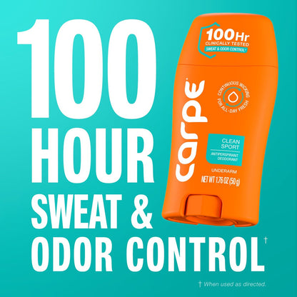 Carpe Deodorant Antiperspirant Men's Variety Pack – 100 Hour Sweat & Odor Control – Clinical Strength for Excessive Sweating – Sandalwood & Clean Sport, 2 Pack Avelisse