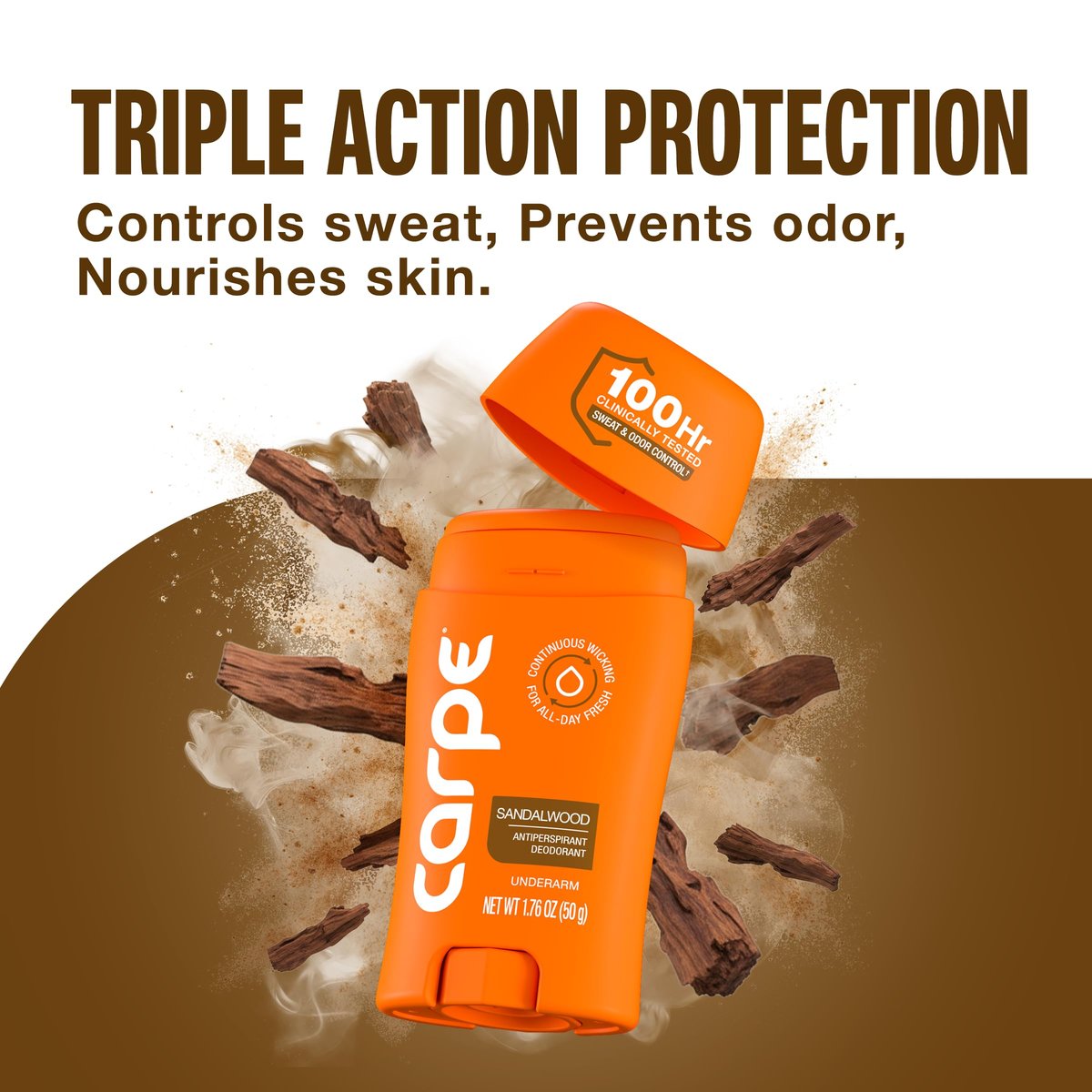 Carpe Deodorant Antiperspirant Men's Variety Pack – 100 Hour Sweat & Odor Control – Clinical Strength for Excessive Sweating – Sandalwood & Clean Sport, 2 Pack Avelisse