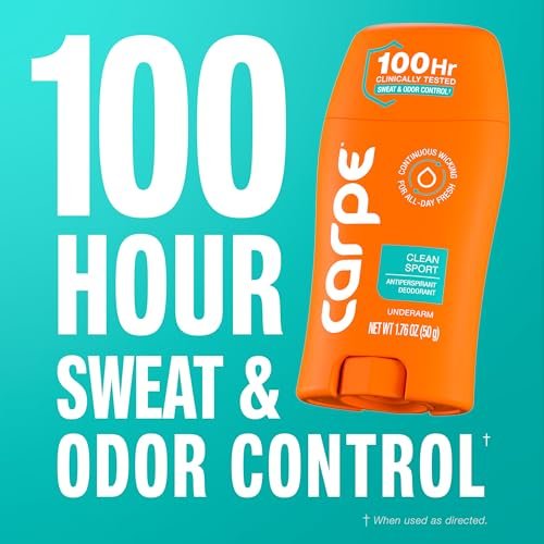 Carpe Deodorant Antiperspirant Men's Variety Pack – 100 Hour Sweat & Odor Control – Clinical Strength for Excessive Sweating – Sandalwood & Clean Sport, 2 Pack Avelisse