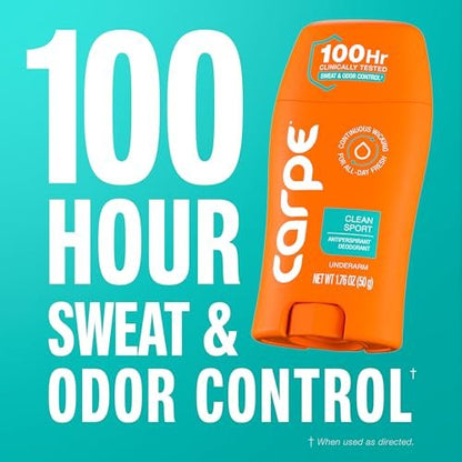 Carpe Deodorant Antiperspirant Men's Variety Pack – 100 Hour Sweat & Odor Control – Clinical Strength for Excessive Sweating – Sandalwood & Clean Sport, 2 Pack Avelisse