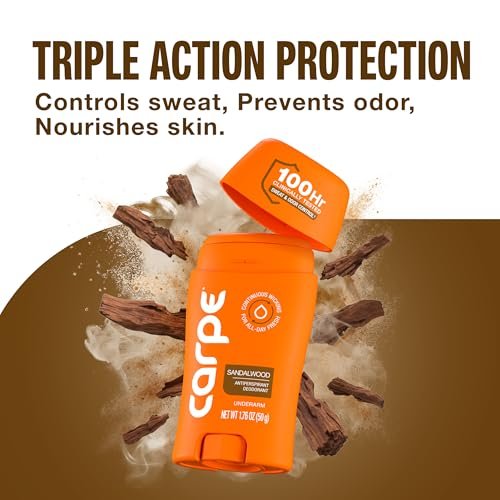 Carpe Deodorant Antiperspirant Men's Variety Pack – 100 Hour Sweat & Odor Control – Clinical Strength for Excessive Sweating – Sandalwood & Clean Sport, 2 Pack Avelisse