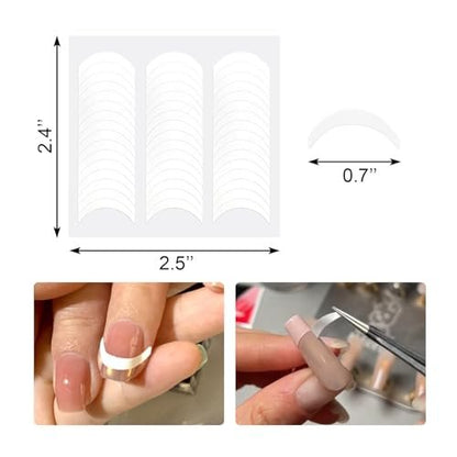 Quacc French Manicure Strips – 12 Sheets (576 PCS) Self-Adhesive Nail Guide Tips, Moon Shape Design for DIY Nail Art